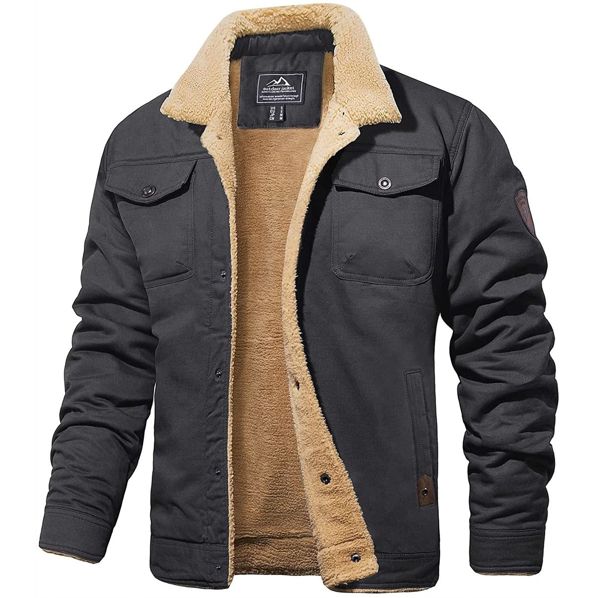 Heren Warme Sherpa Gevoerde Jas 7
