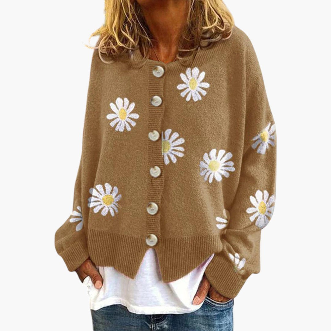 Dames Gebreide Vest Met Bloemen 1