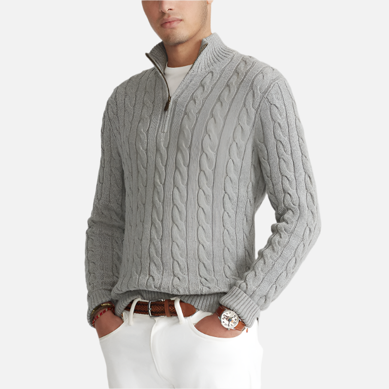 Heren Gebreide Half Zip Trui 1