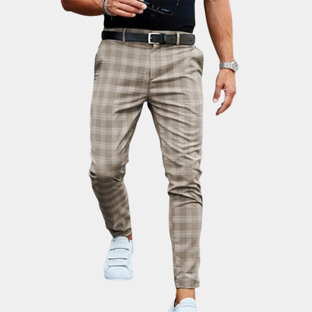 Heren Luchtige Geruite Broek 0