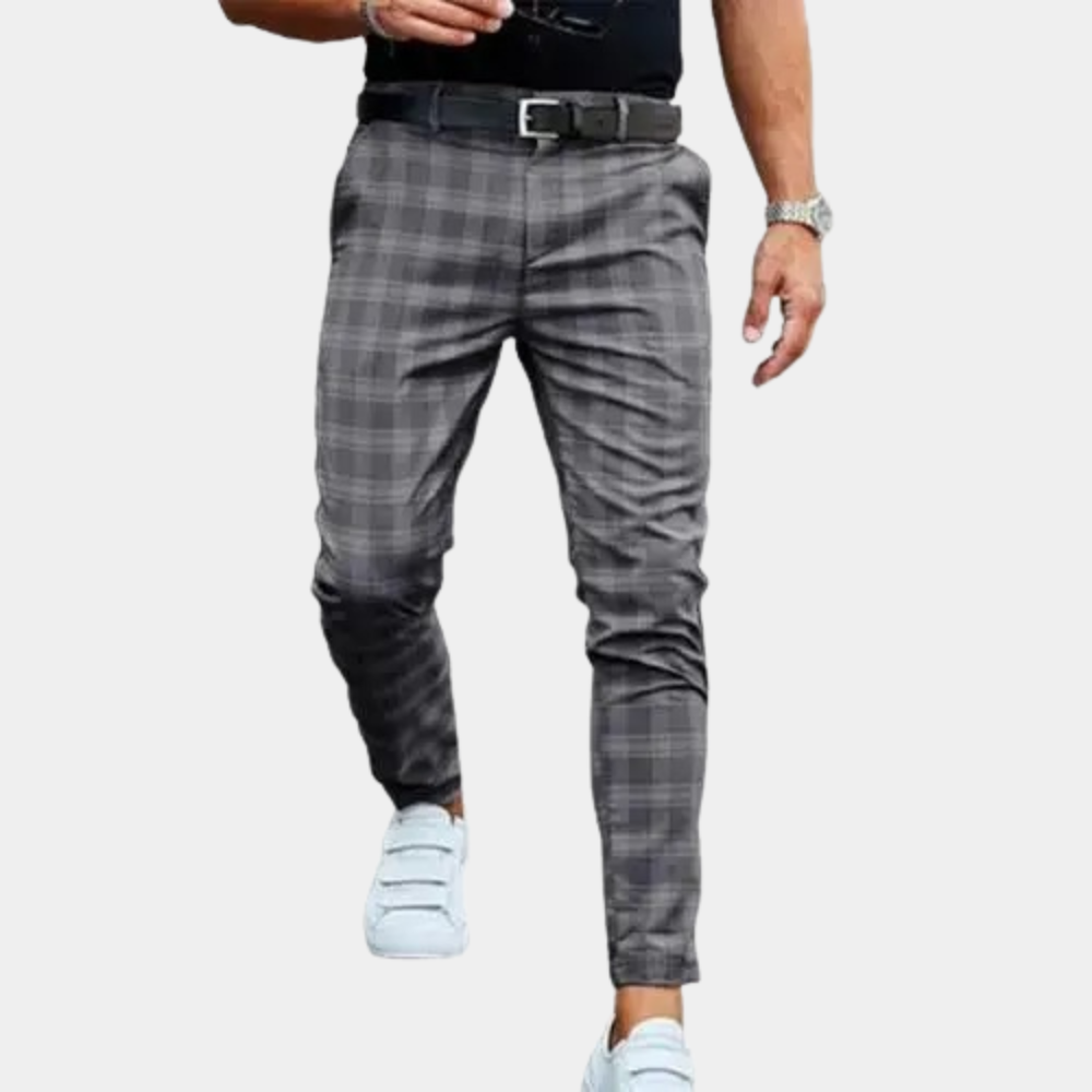 Heren Luchtige Geruite Broek 1
