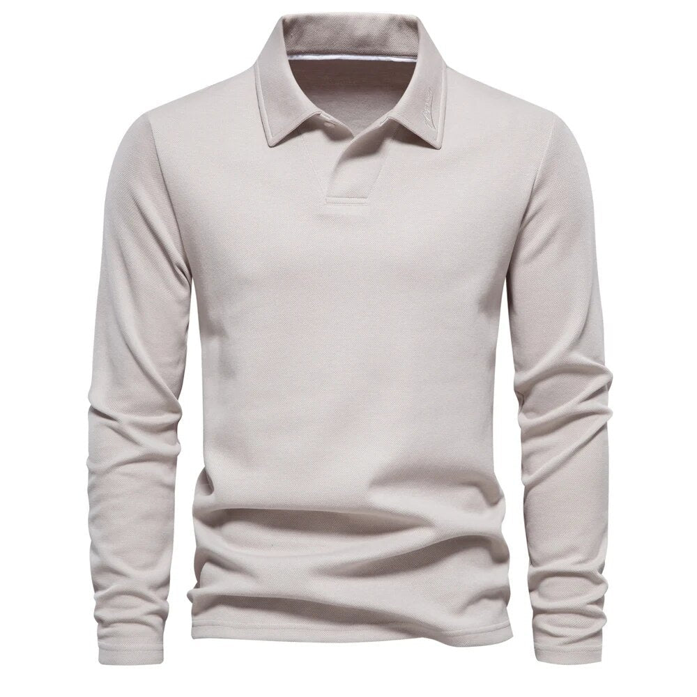 Heren Luxe Ademend Poloshirt Met Lange Mouwen 2