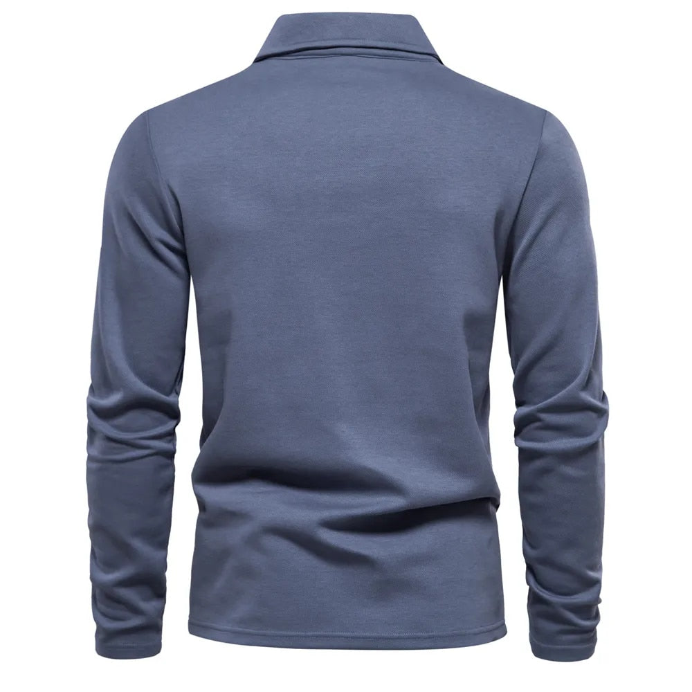 Heren Luxe Ademend Poloshirt Met Lange Mouwen 5